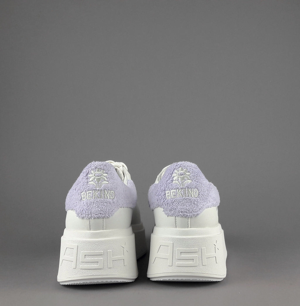 ASH Sneakers Donna Moby Be Kind Pelle Bianco Spoiler Lilla