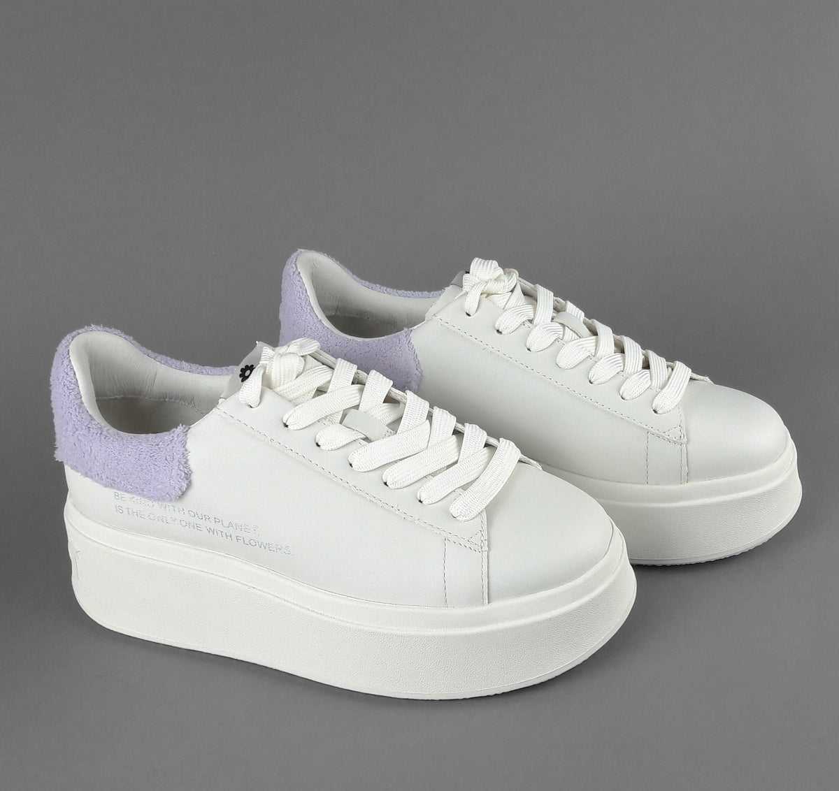 ASH Sneakers Donna Moby Be Kind Pelle Bianco Spoiler Lilla
