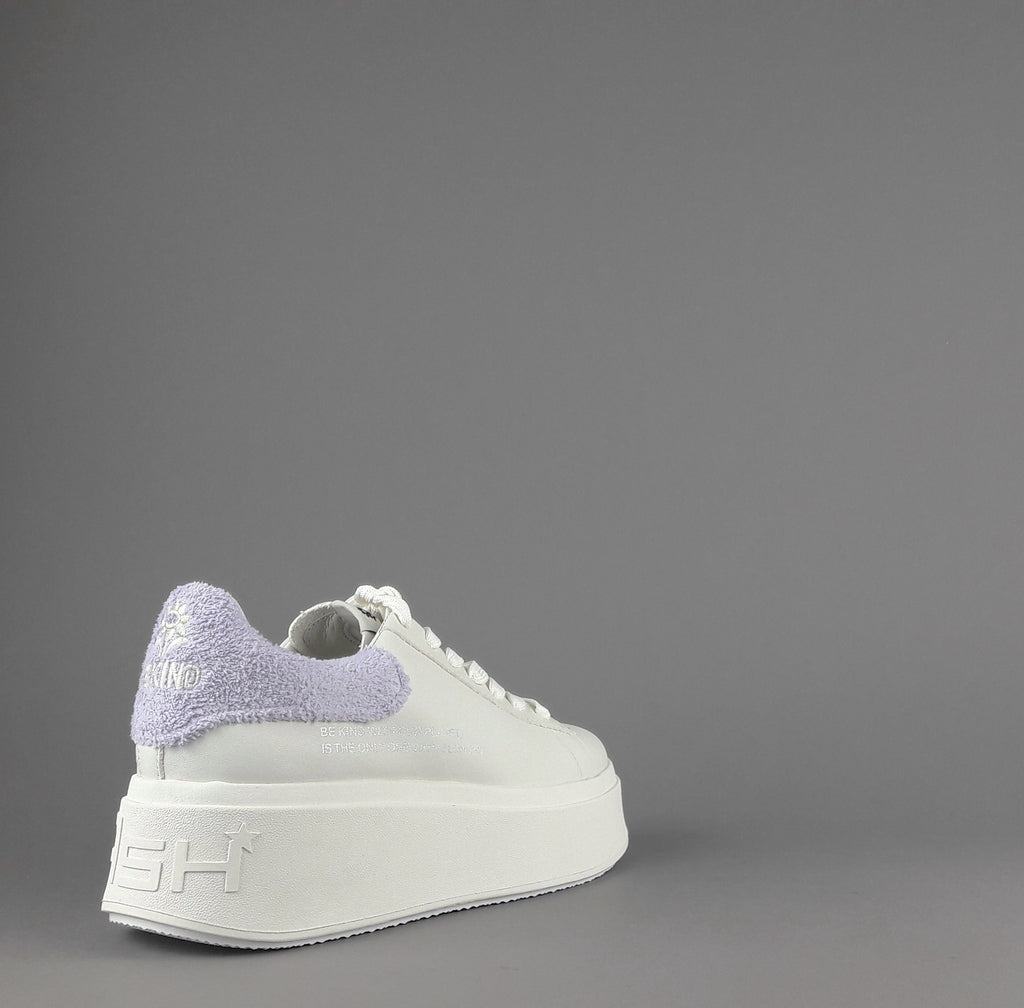ASH Sneakers Donna Moby Be Kind Pelle Bianco Spoiler Lilla