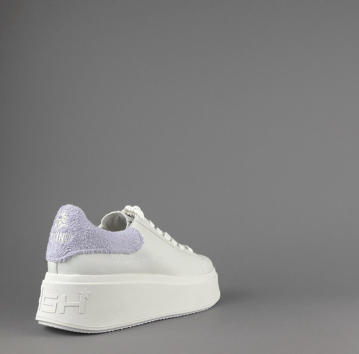 ASH Sneakers Donna Moby Be Kind Pelle Bianco Spoiler Lilla