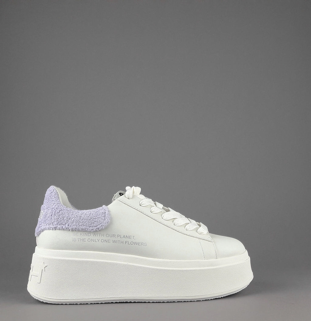ASH Sneakers Donna Moby Be Kind Pelle Bianco Spoiler Lilla