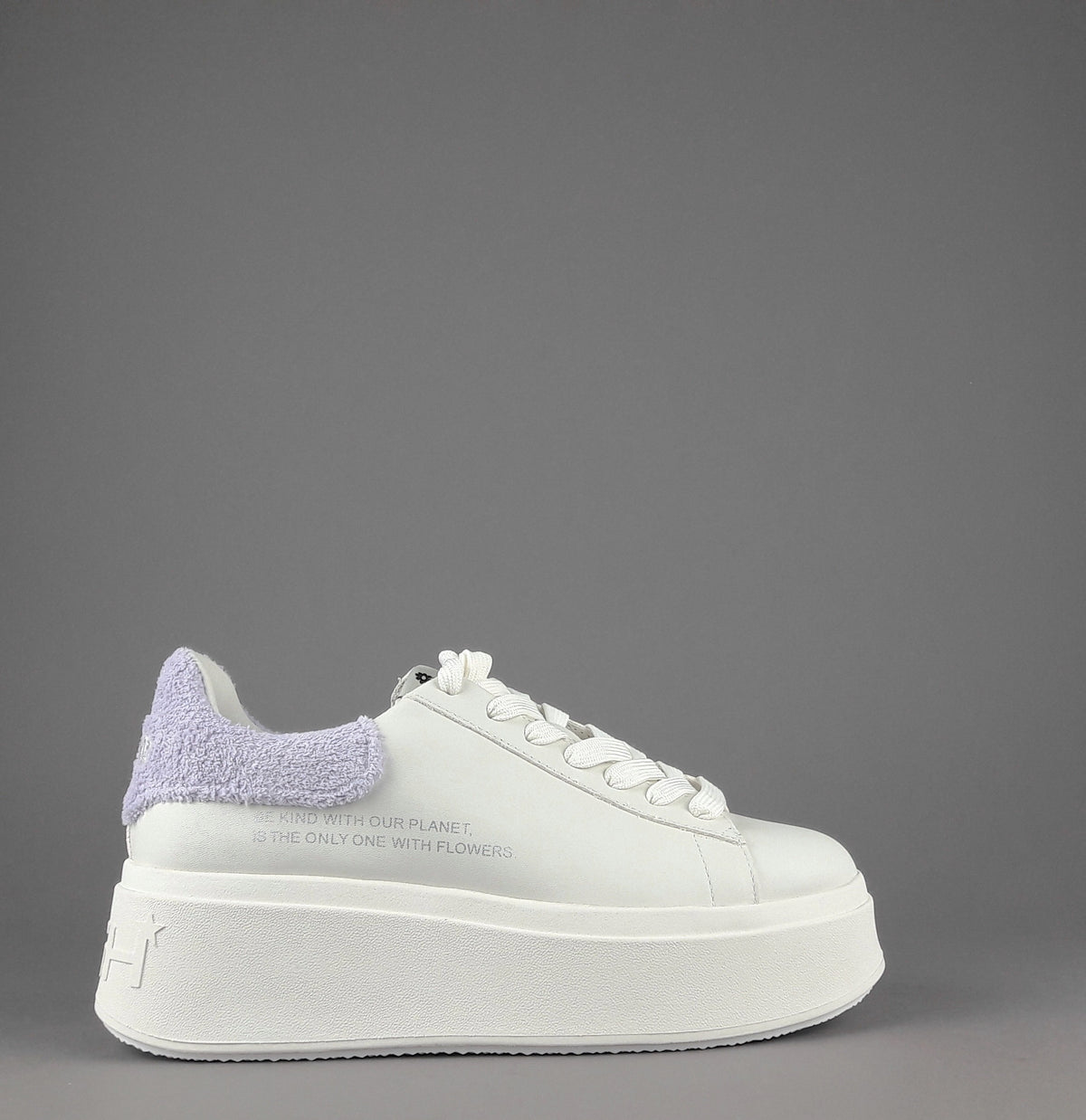 ASH Sneakers Donna Moby Be Kind Pelle Bianco Spoiler Lilla