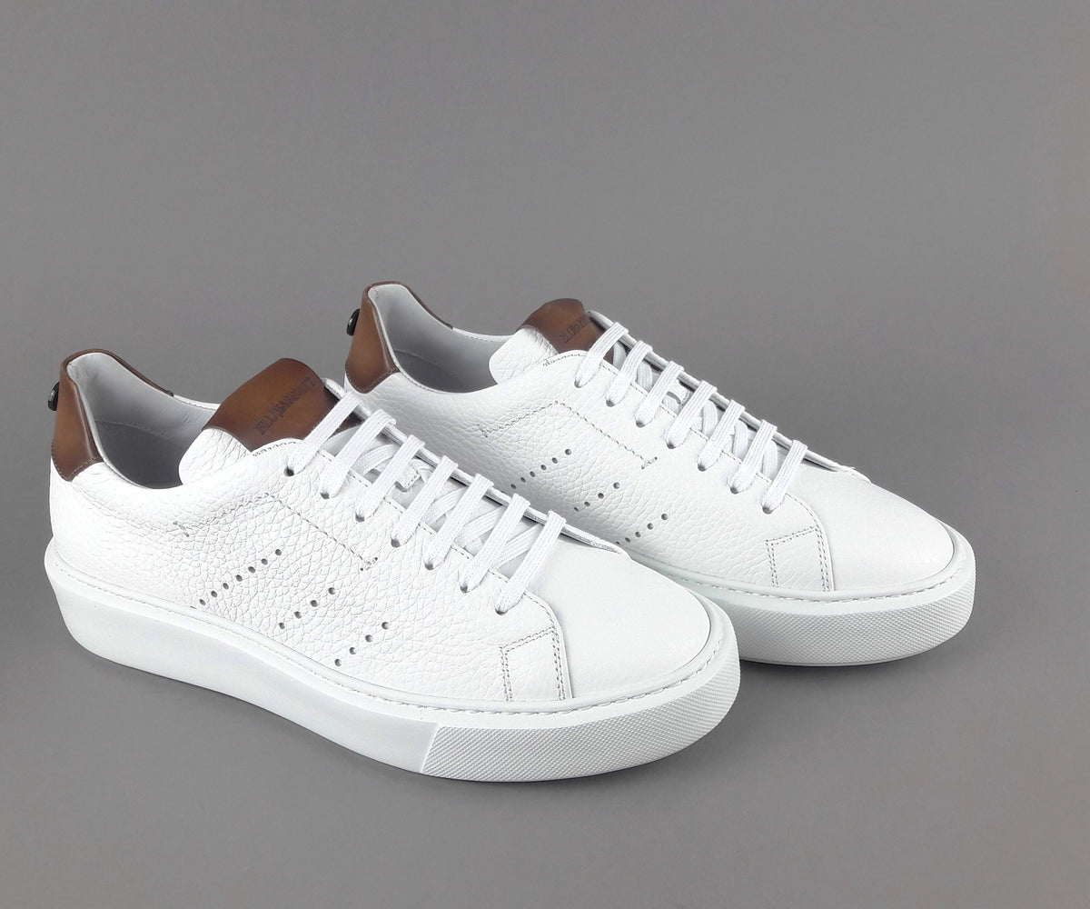 Barrett Sneakers Uomo Vitello Bottalato Bianco Spoiler Cuoio