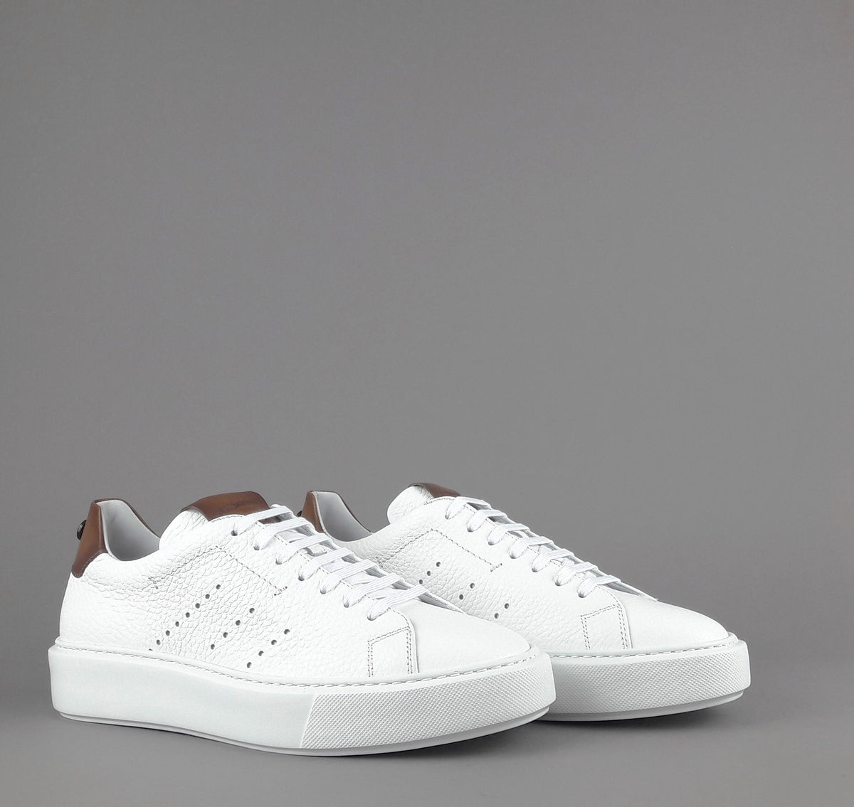 Barrett Sneakers Uomo Vitello Bottalato Bianco Spoiler Cuoio