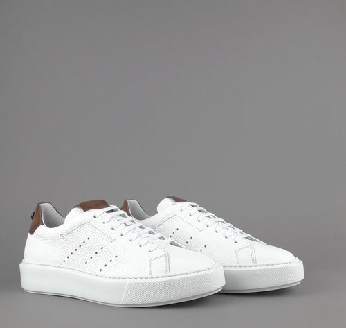 Barrett Sneakers Uomo Vitello Bottalato Bianco Spoiler Cuoio