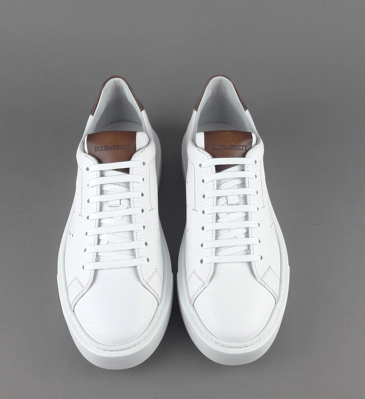 Barrett Sneakers Uomo Vitello Bottalato Bianco Spoiler Cuoio