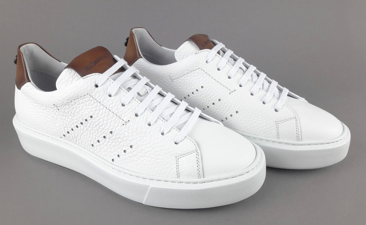 Barrett Sneakers Uomo Vitello Bottalato Bianco Spoiler Cuoio