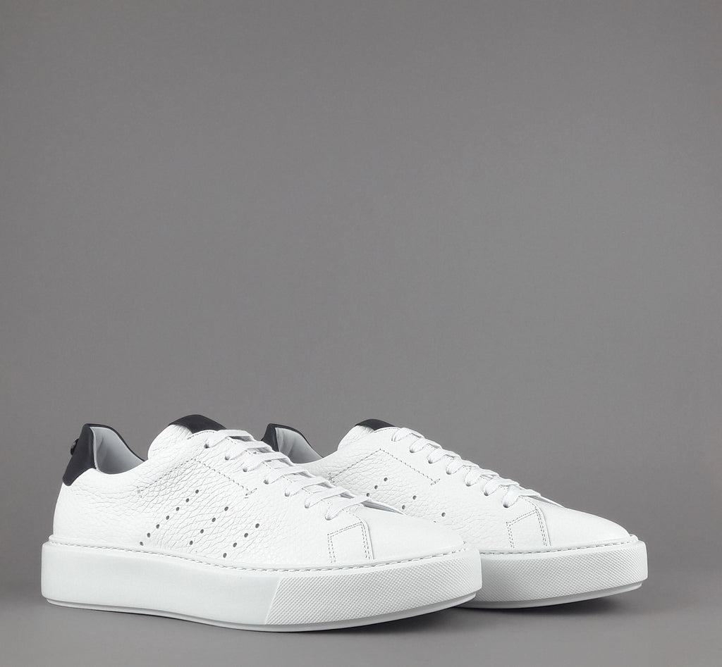 Barrett Sneakers Uomo Vitello Bottalato Bianco Spoiler Nero
