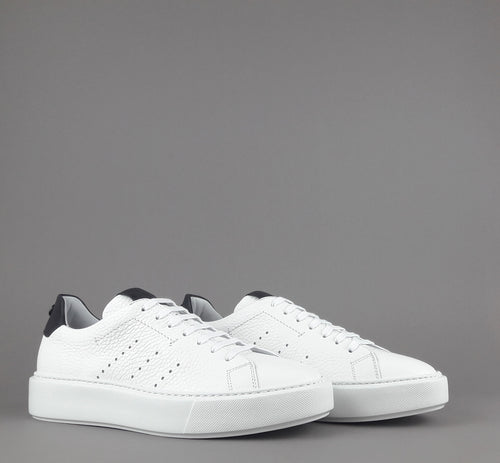 Barrett Sneakers Uomo Vitello Bottalato Bianco Spoiler Nero