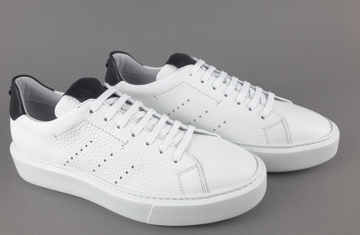 Barrett Sneakers Uomo Vitello Bottalato Bianco Spoiler Nero