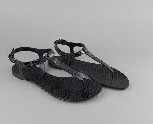 Casadei Sandalo Infradito Donna Pelle Metal Stampa Pitone Nero