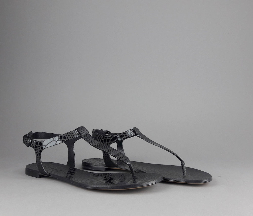 Casadei Sandalo Infradito Donna Pelle Metal Stampa Pitone Nero