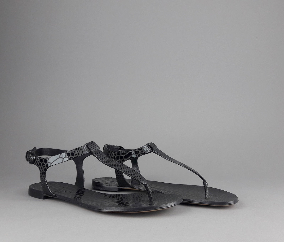 Casadei Sandalo Infradito Donna Pelle Metal Stampa Pitone Nero