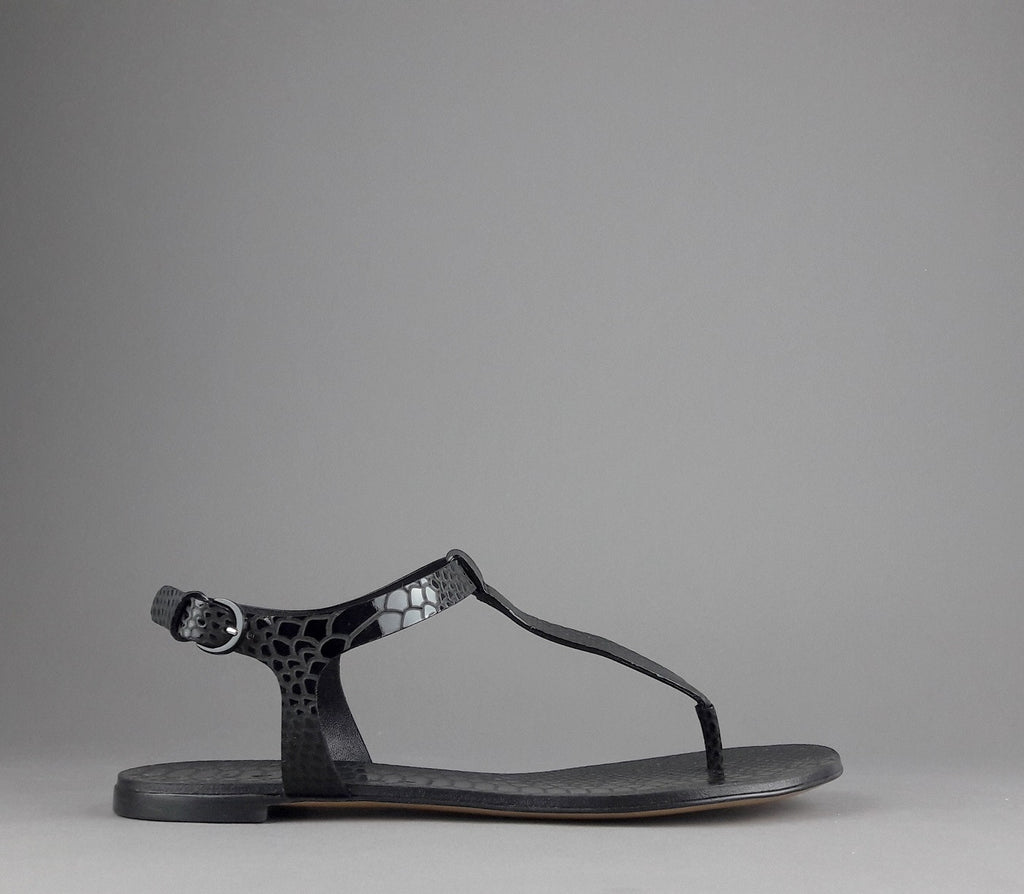 Casadei Sandalo Infradito Donna Pelle Metal Stampa Pitone Nero