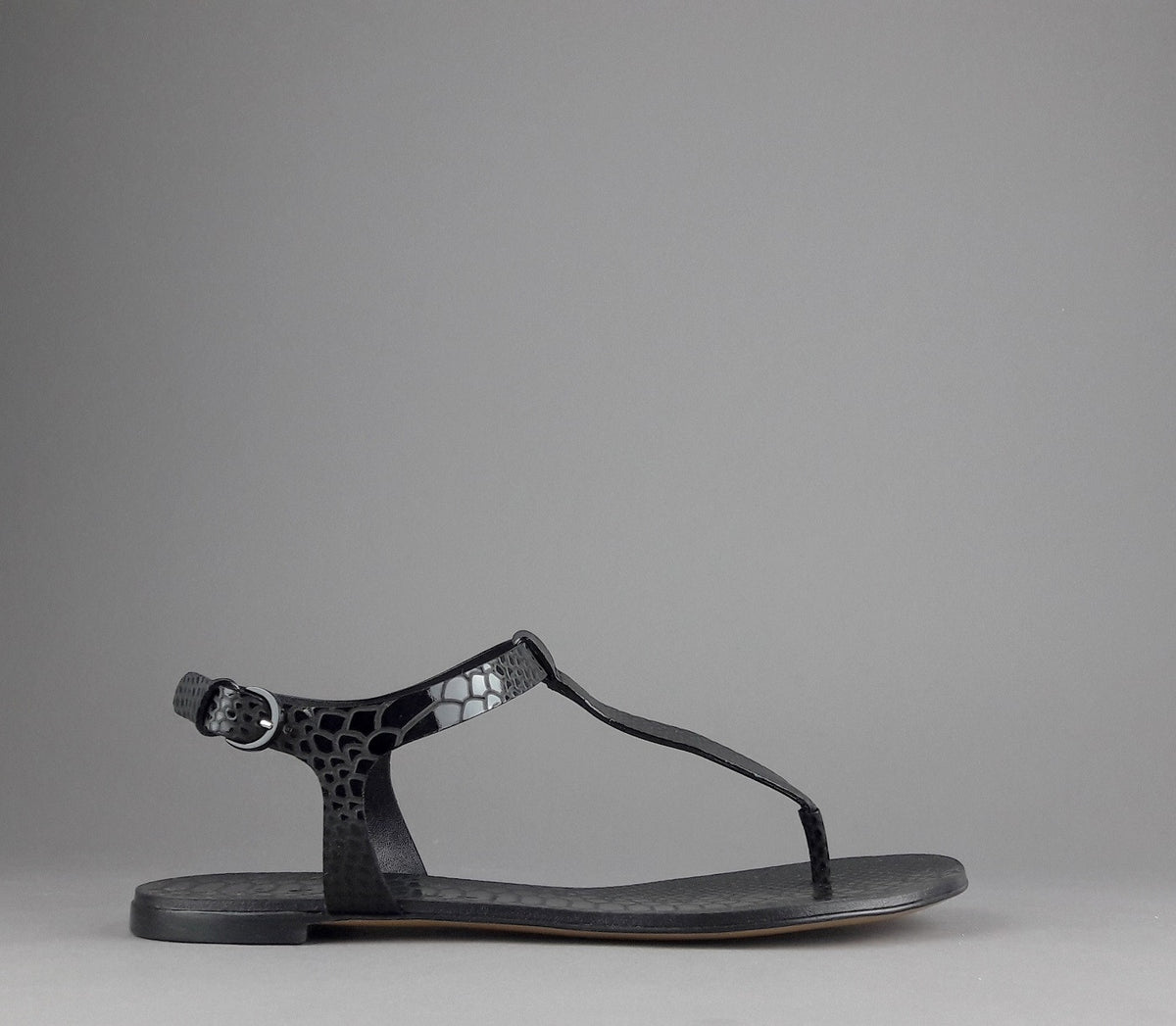 Casadei Sandalo Infradito Donna Pelle Metal Stampa Pitone Nero