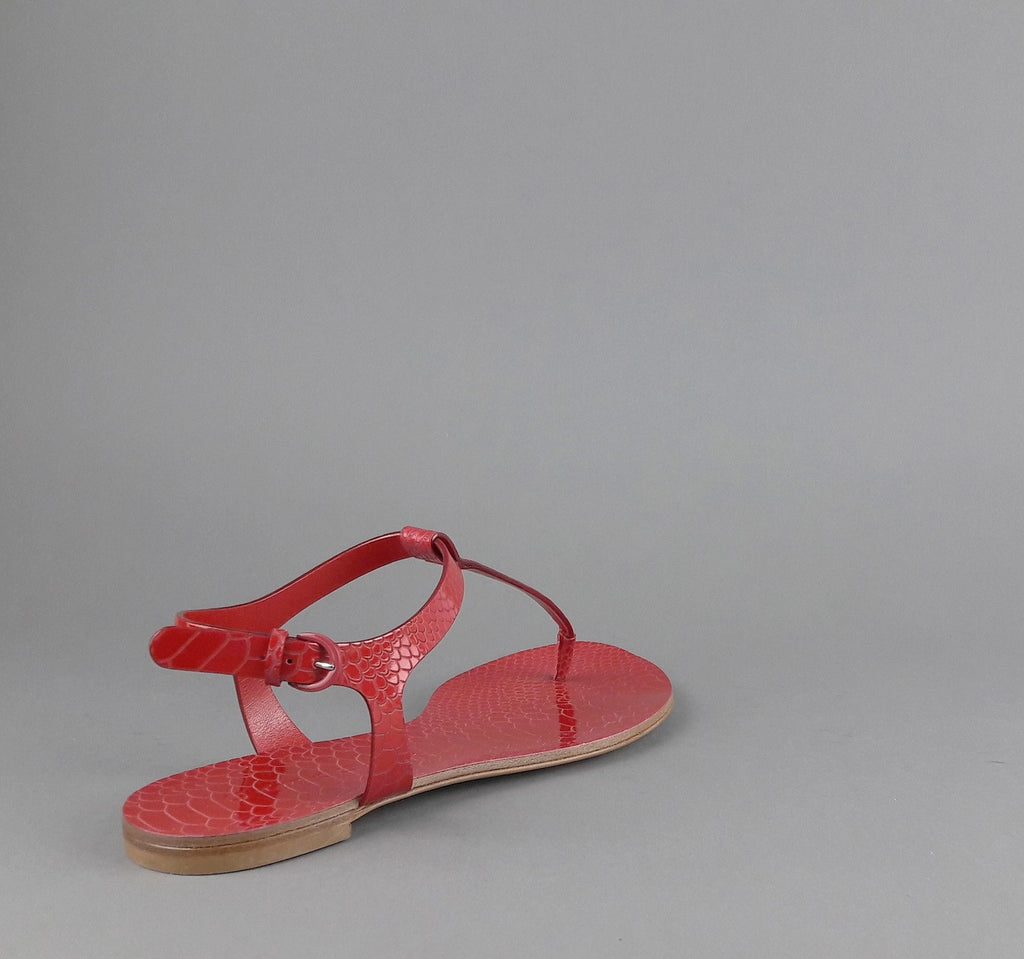 Casadei Sandalo Infradito Donna Pelle Metal Stampa Pitone Rosso