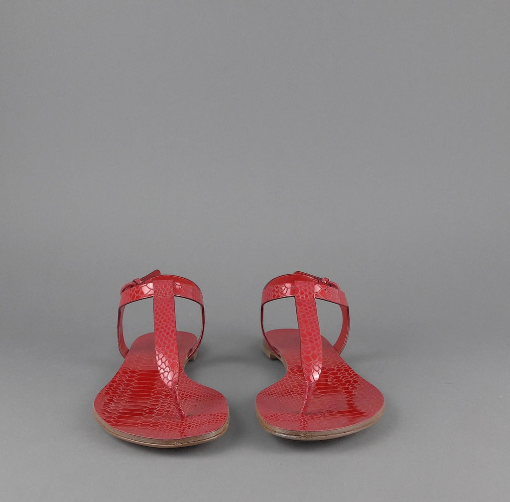 Casadei Sandalo Infradito Donna Pelle Metal Stampa Pitone Rosso
