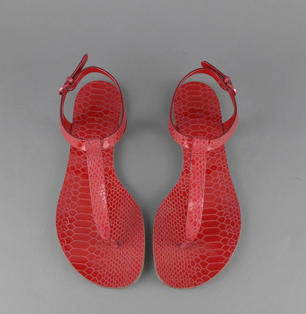 Casadei Sandalo Infradito Donna Pelle Metal Stampa Pitone Rosso
