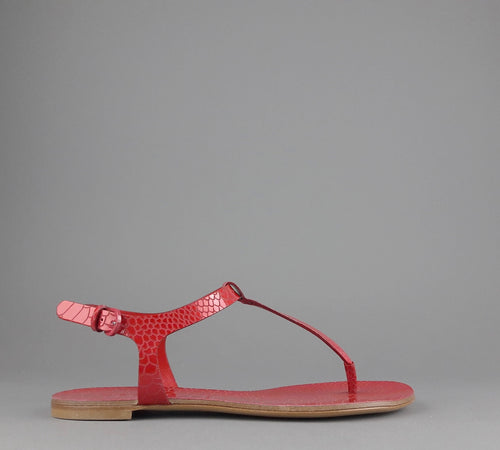 Casadei Sandalo Infradito Donna Pelle Metal Stampa Pitone Rosso