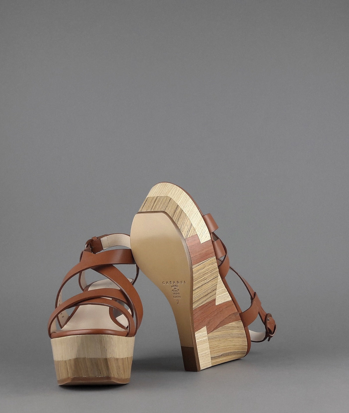 Casadei Sandalo Zeppa Donna Pelle Cuoio