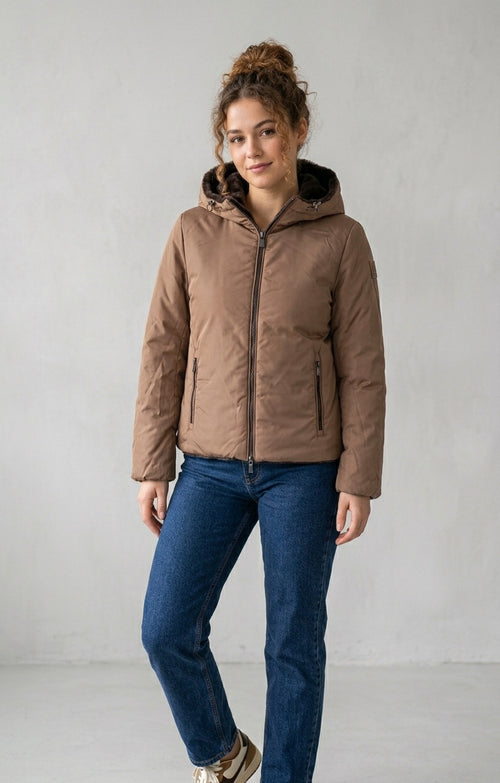 Ciesse Giubbino Corto Donna Ecofur E Nylon Marrone
