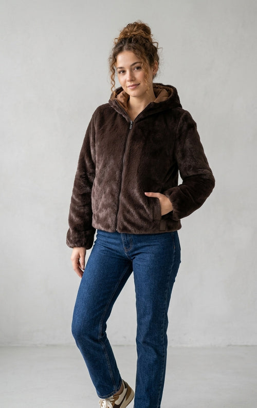 Ciesse Giubbino Corto Donna Ecofur E Nylon Marrone