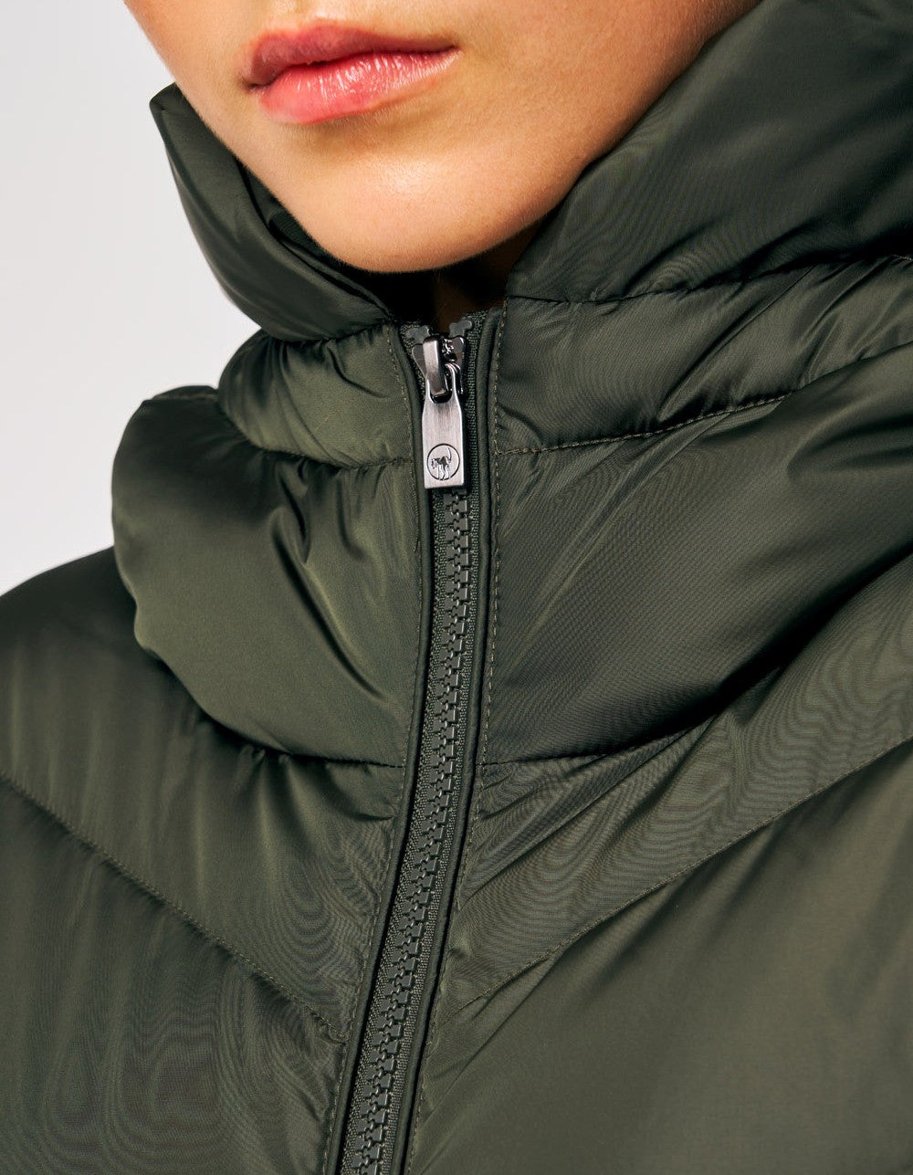 Ciesse Piumino Donna Lungo Nylon Verde Militare Scuro