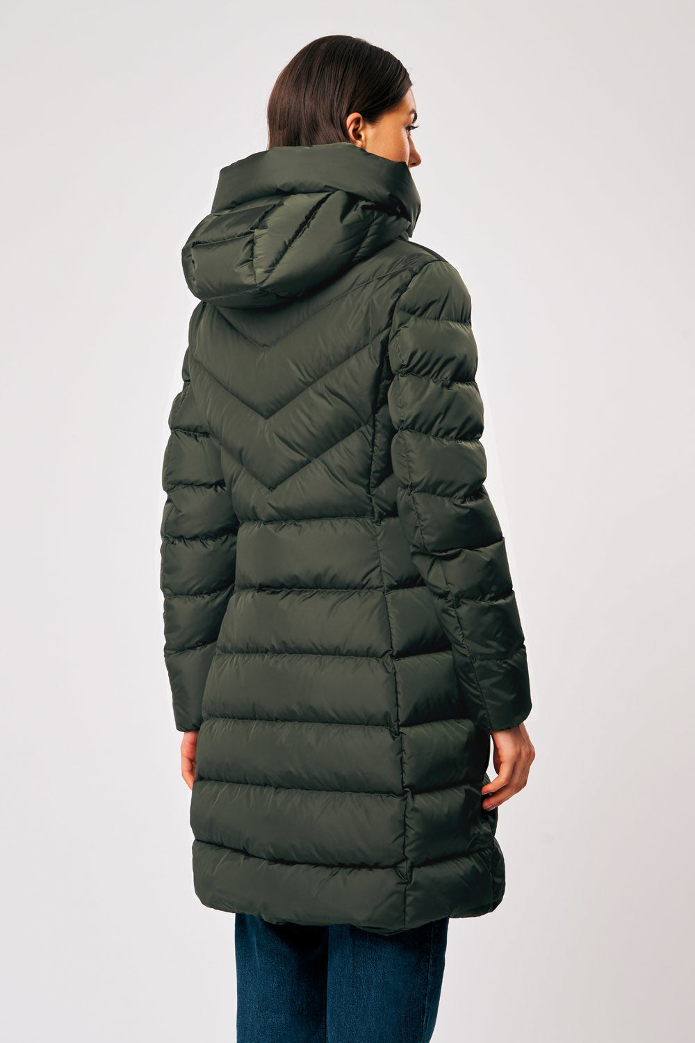 Ciesse Piumino Donna Lungo Nylon Verde Militare Scuro