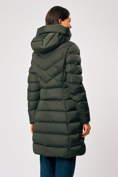 Ciesse Piumino Donna Lungo Nylon Verde Militare Scuro