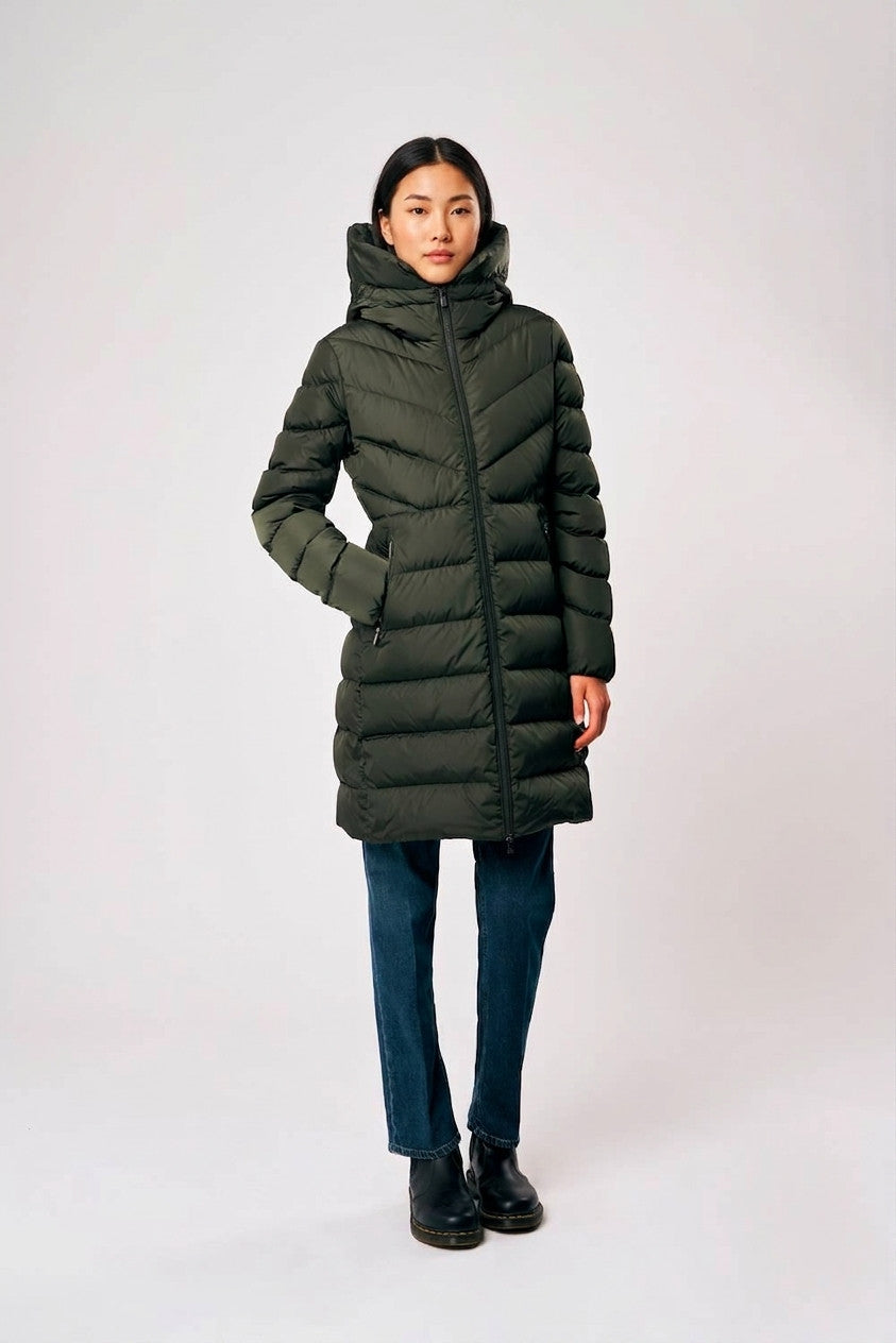 Ciesse Piumino Donna Lungo Nylon Verde Militare Scuro