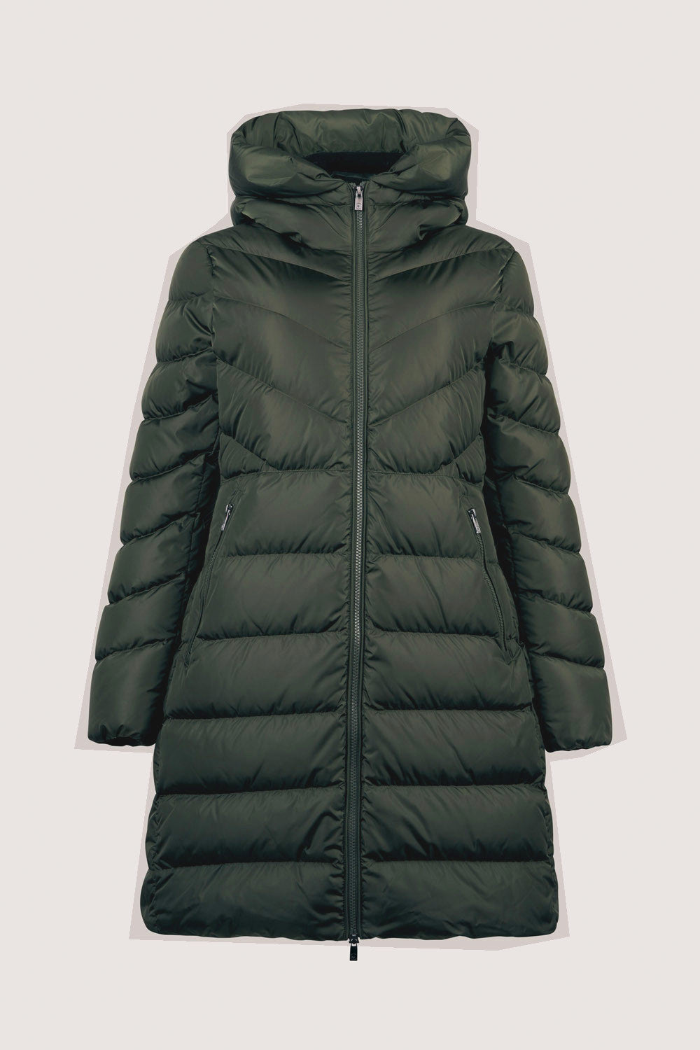 Ciesse Piumino Donna Lungo Nylon Verde Militare Scuro