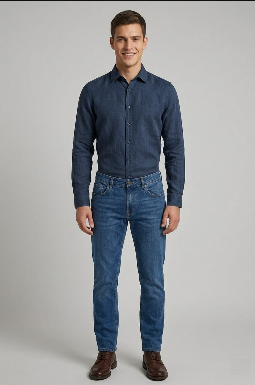 Clark Camicia Uomo Brady Lino Blu Scuro