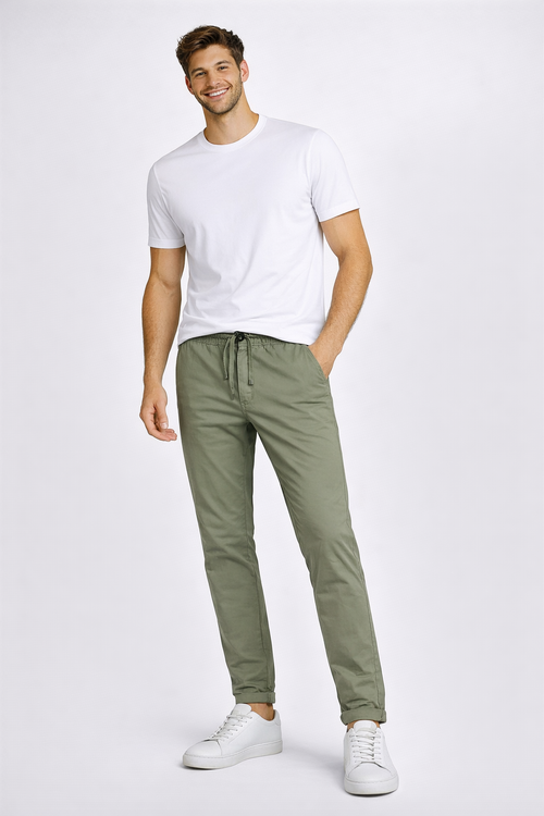 Clark Pantalone Uomo Lewis Popeline Verde Militare