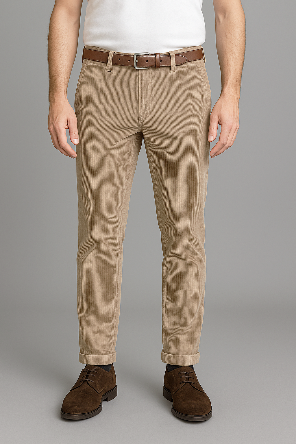 Clark Pantalone Uomo Mark Velluto A Coste Beige Opaco