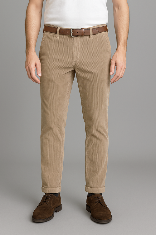 Clark Pantalone Uomo Mark Velluto A Coste Beige Opaco
