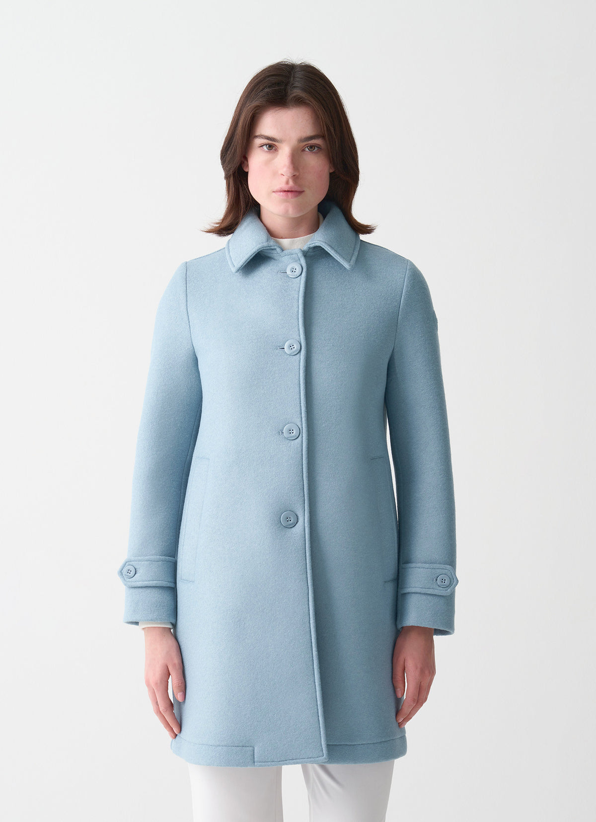 Colmar Cappotto Donna Lungo In Panno Di Lana Azzurro Ceruleo