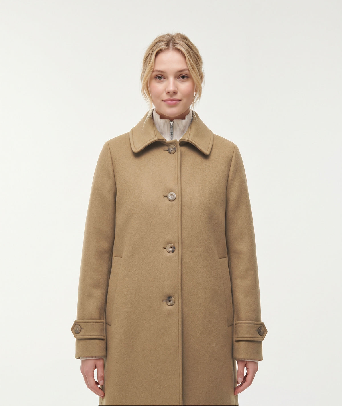 Colmar Cappotto Donna Lungo In Panno Di Lana Cammello