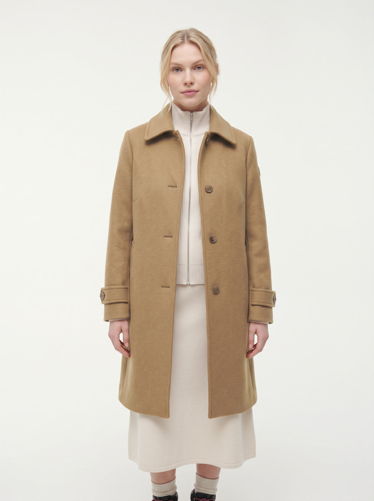 Colmar Cappotto Donna Lungo In Panno Di Lana Cammello