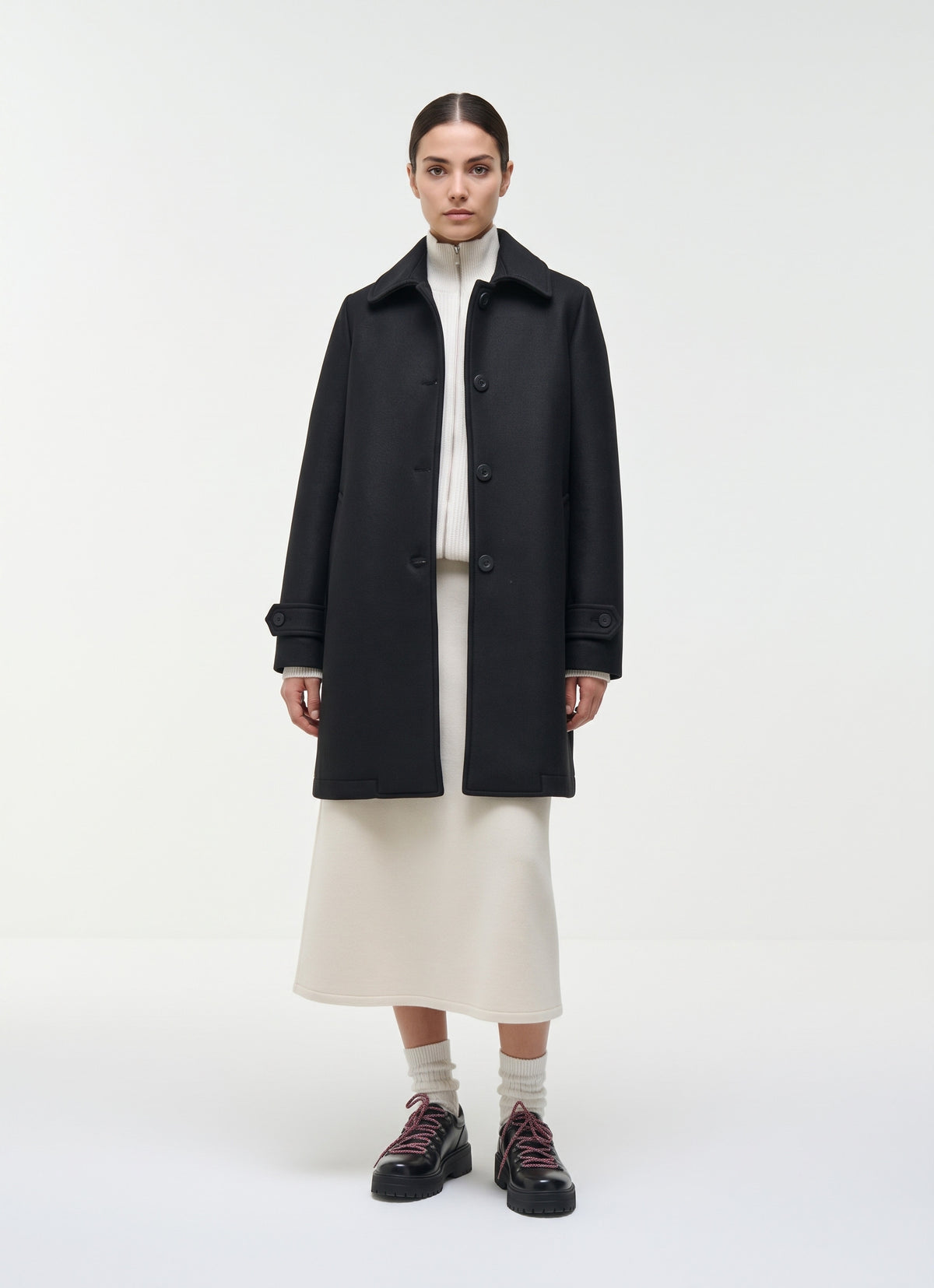Colmar Cappotto Donna Lungo In Panno Di Lana Nero