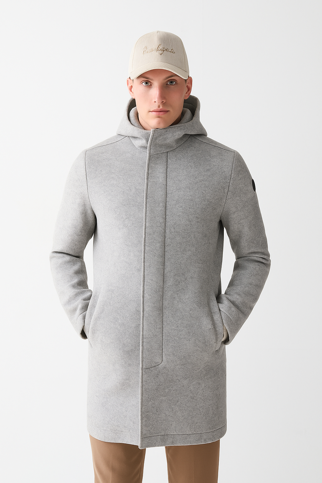 Colmar Cappotto Uomo Lungo In Panno Di Lana Grigio Chiaro