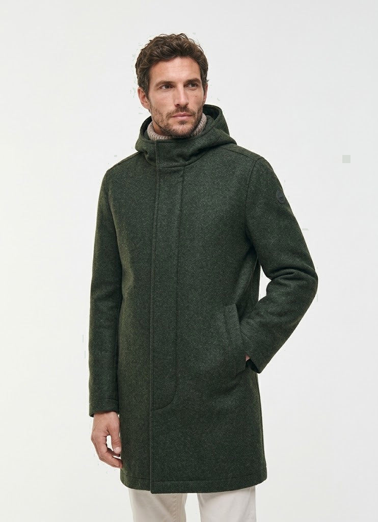 Colmar Cappotto Uomo Lungo In Panno Di Lana Verde Scuro