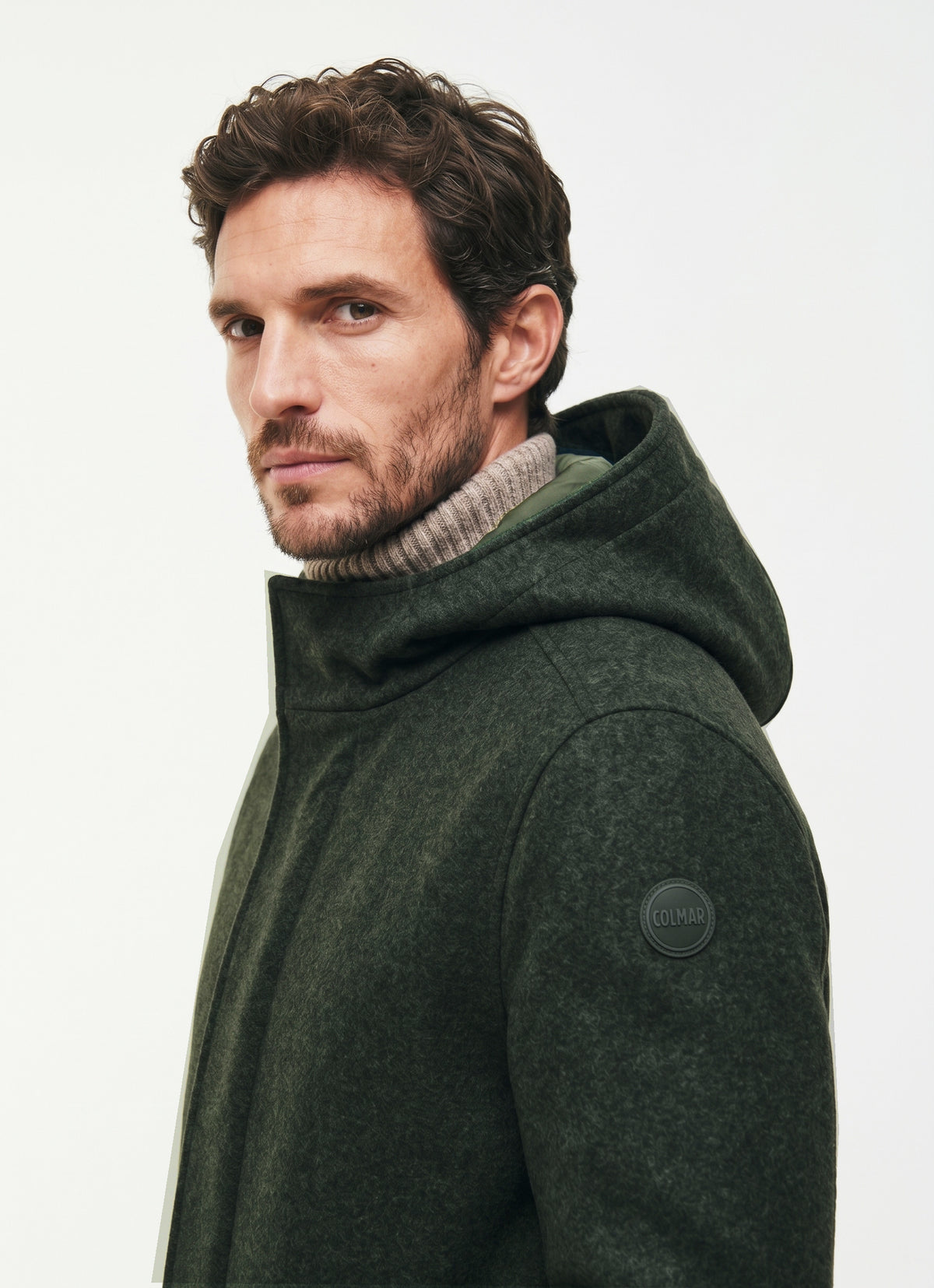 Colmar Cappotto Uomo Lungo In Panno Di Lana Verde Scuro