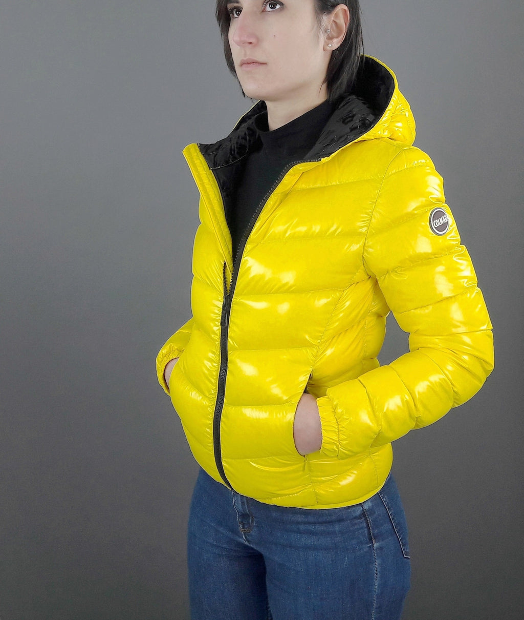 Colmar Piumino Corto Donna Giallo Cappuccio Fisso