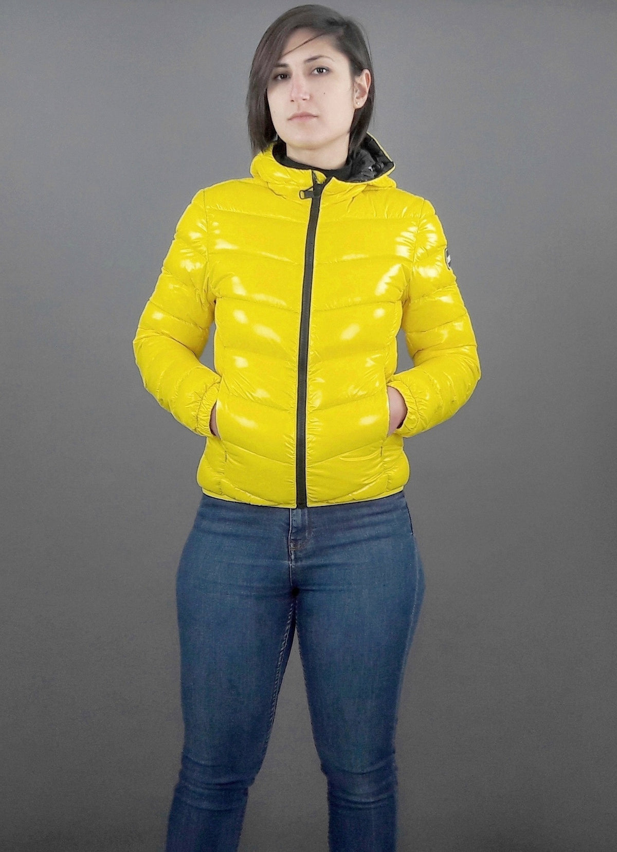 Colmar Piumino Corto Donna Giallo Cappuccio Fisso