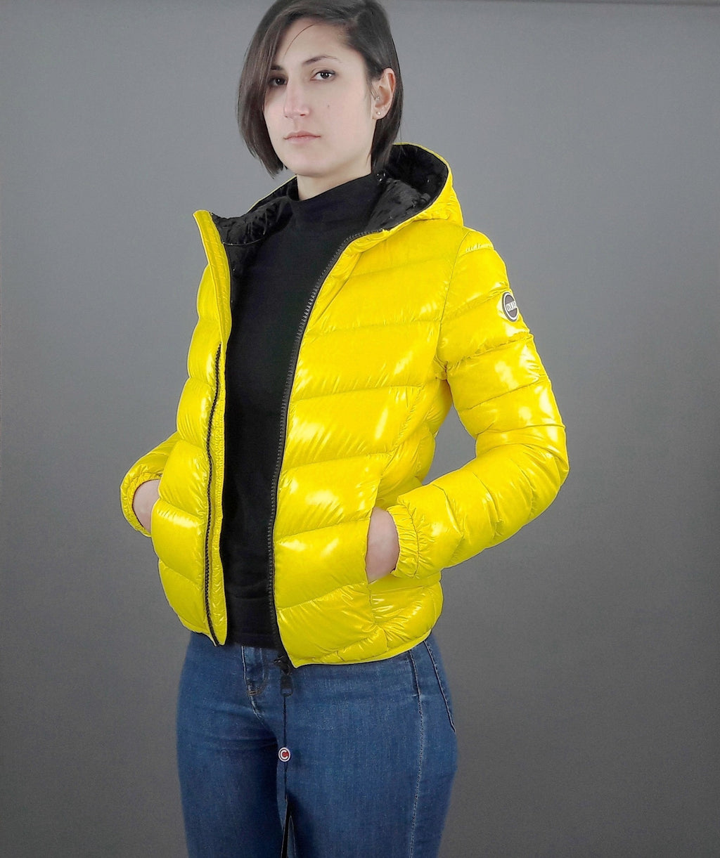 Colmar Piumino Corto Donna Giallo Cappuccio Fisso
