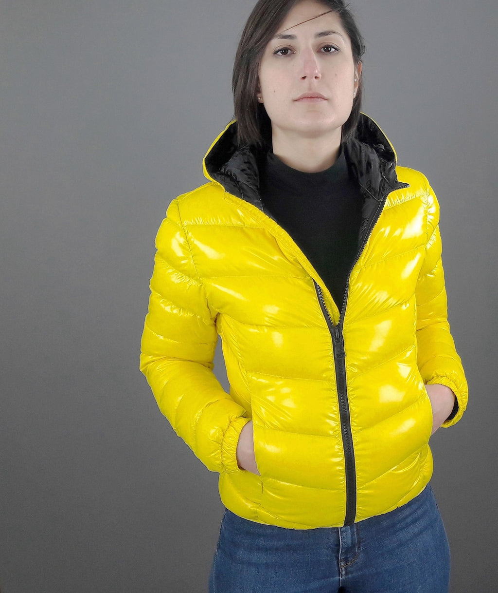 Colmar Piumino Corto Donna Giallo Cappuccio Fisso
