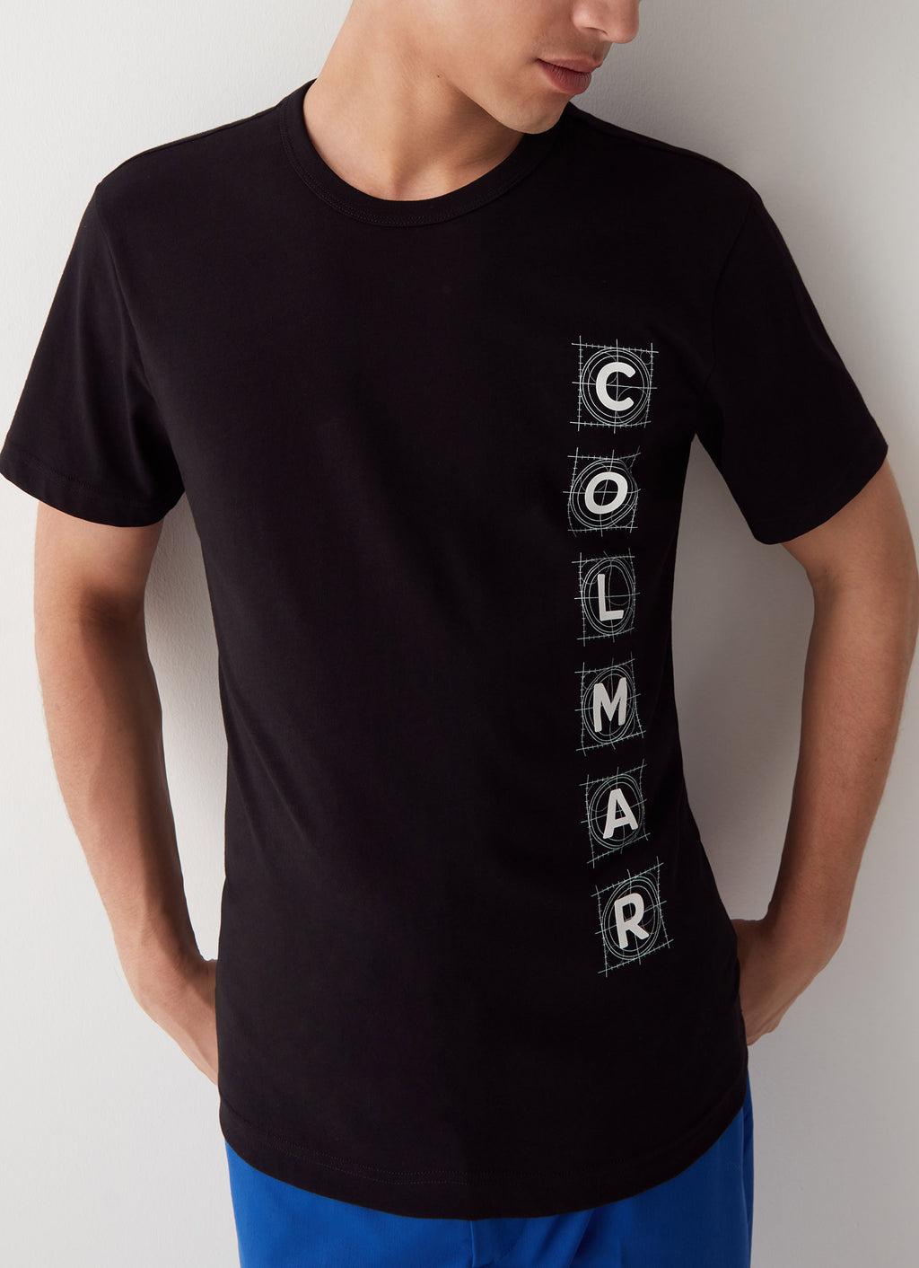 Colmar T-Shirt Uomo Logo In Rilievo Cotone Nero