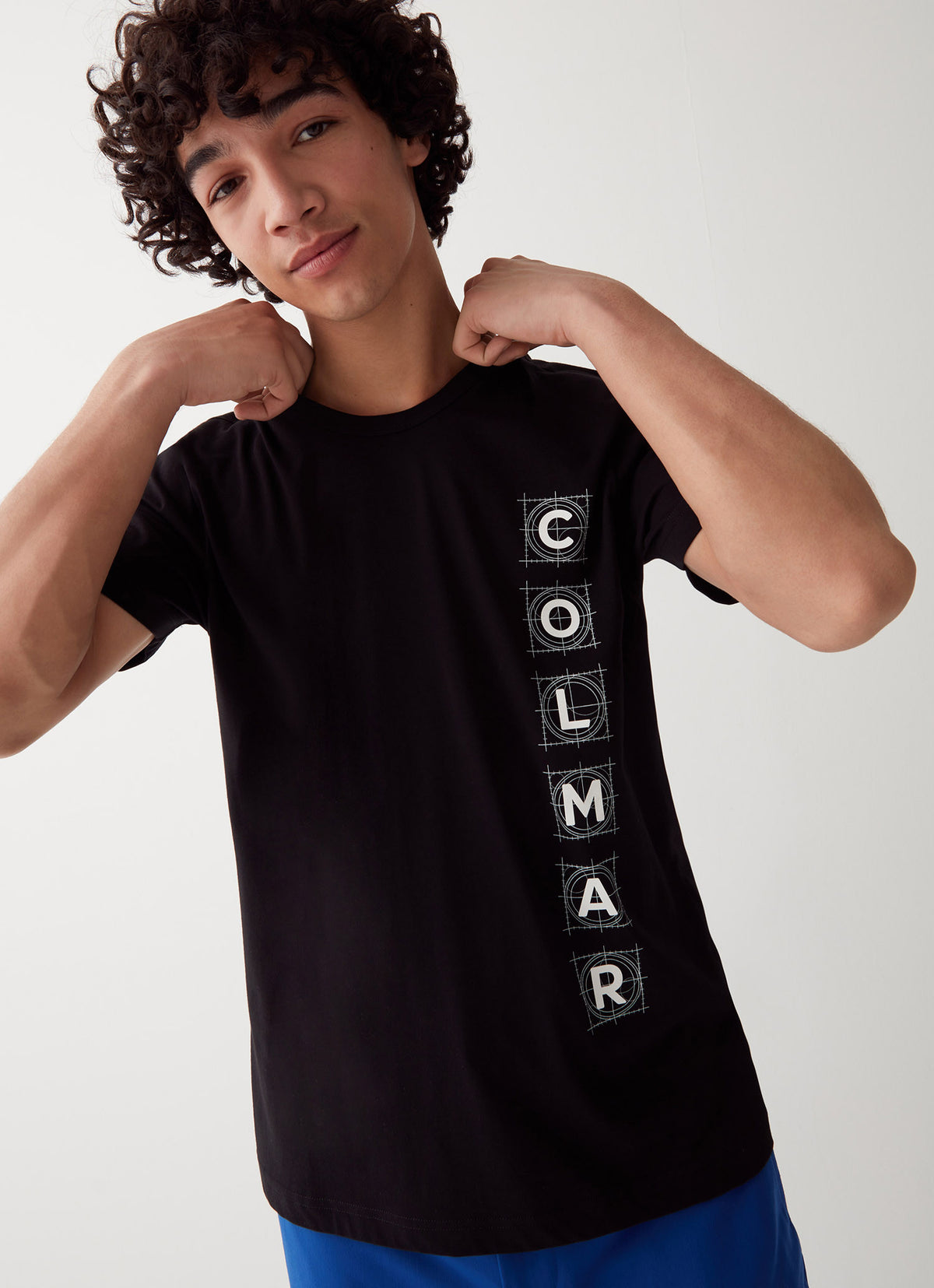 Colmar T-Shirt Uomo Logo In Rilievo Cotone Nero
