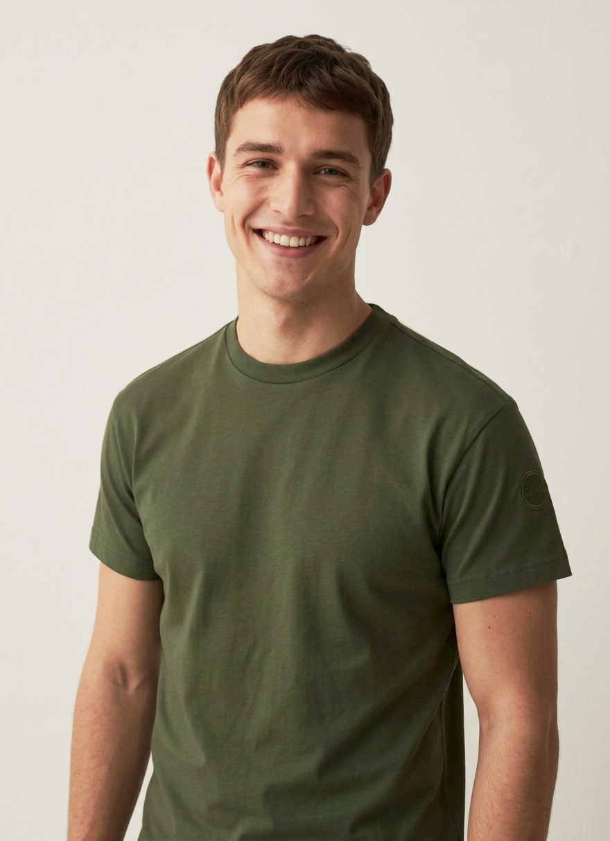 Colmar T-Shirt Uomo Cotone Verde Militare