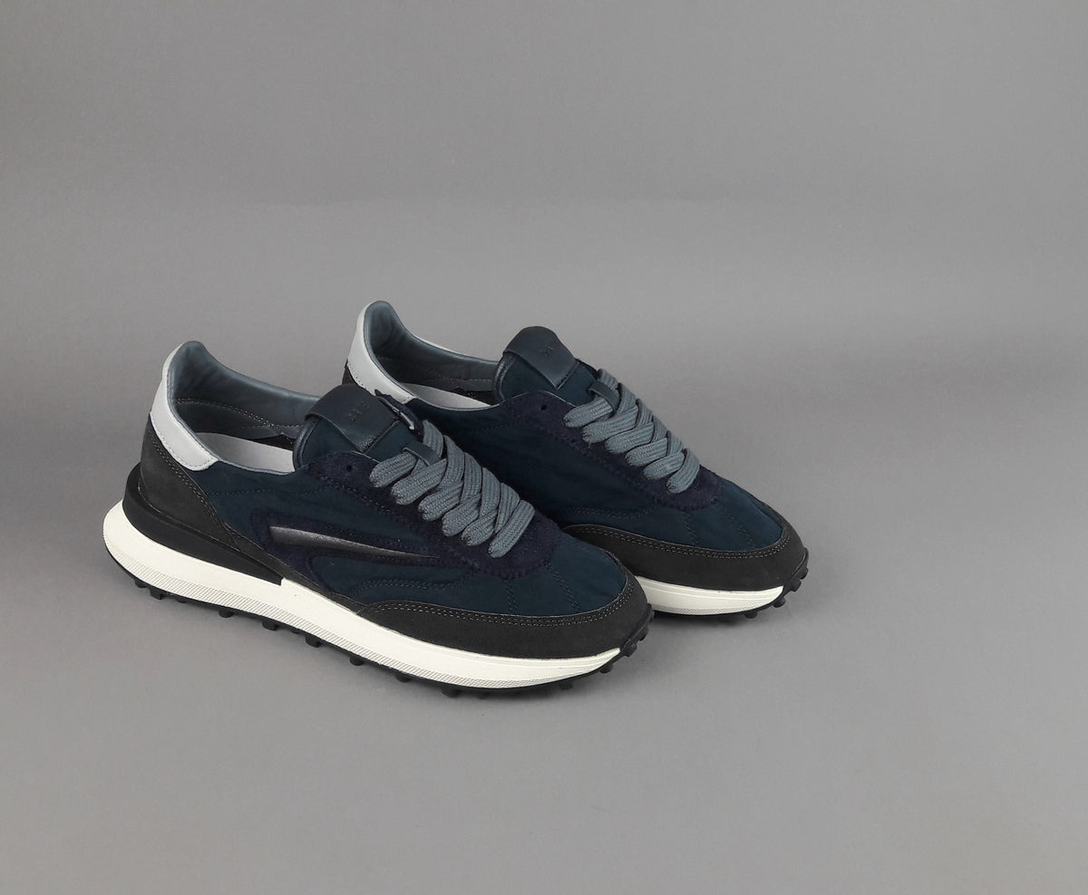 D.A.T.E. Athleta Uomo Camoscio E Tela Blu Scuro